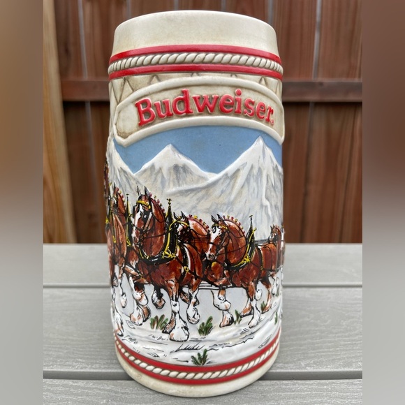 VTG Budweiser 1985 Holiday Clydestales Beer Stein - Ceramarte- Brazil “A” Series - Picture 1 of 8